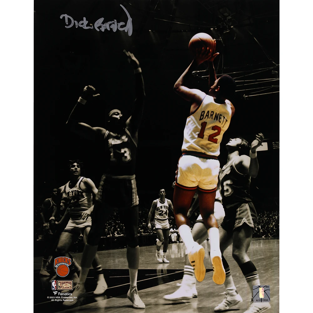 Dick Barnett New York Knicks Autographed 11" x 14" Shooting vs. Bucks Photograph