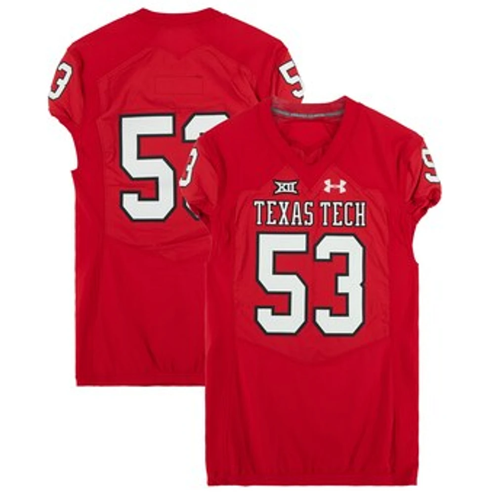 Texas Tech Red Raiders Team-Issued #53 Red Jersey from the 2017 NCAA Football Season