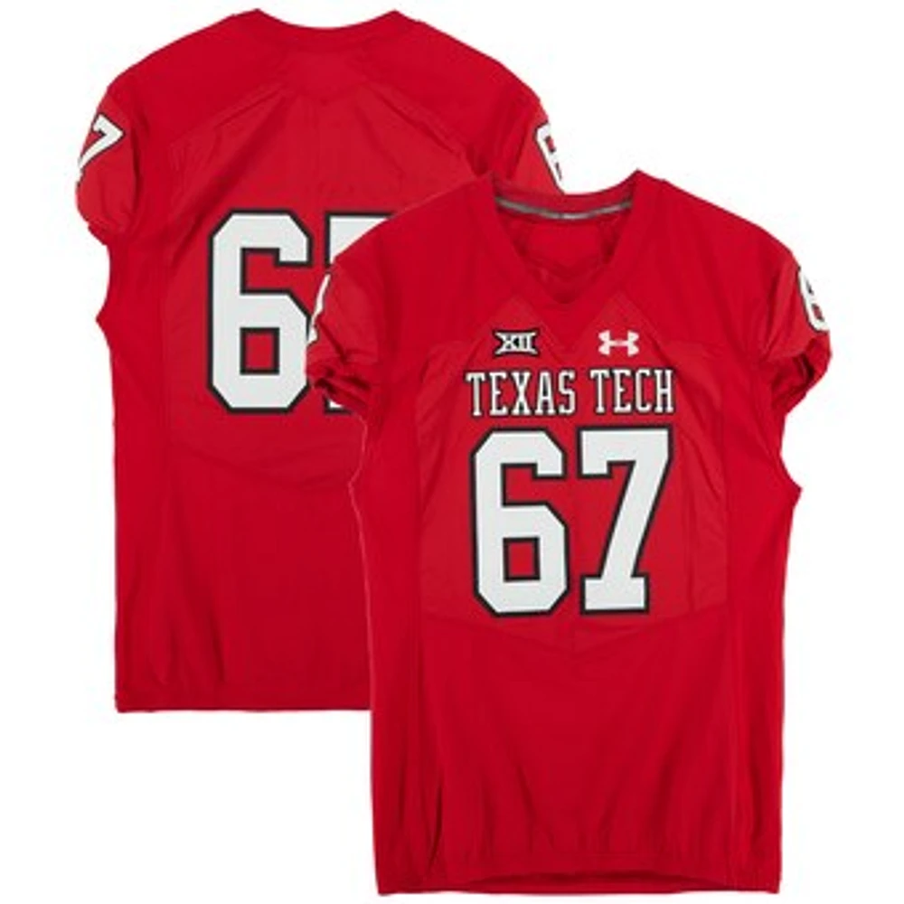 Texas Tech Red Raiders Team-Issued #67 Red Jersey from the 2017 NCAA Football Season