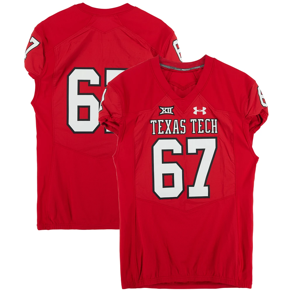 Texas Tech Red Raiders Team-Issued #67 Red Jersey from the 2017 NCAA Football Season