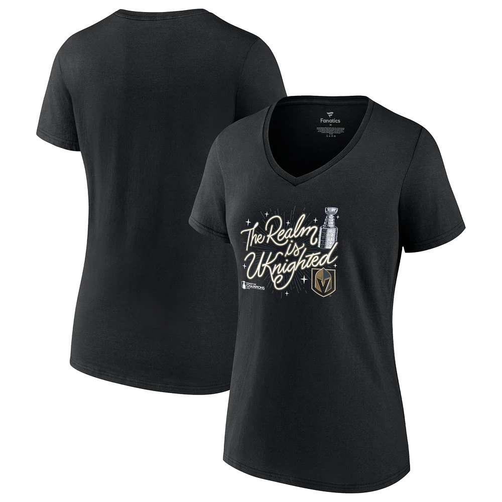 Women's Fanatics Black Vegas Golden Knights 2023 Stanley Cup Champions Plus Size Celebration V-Neck T-Shirt