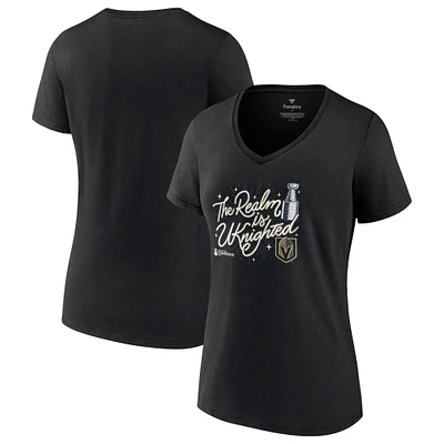 Women's Fanatics  Black Vegas Golden Knights 2023 Stanley Cup Champions Plus Size Celebration V-Neck T-Shirt