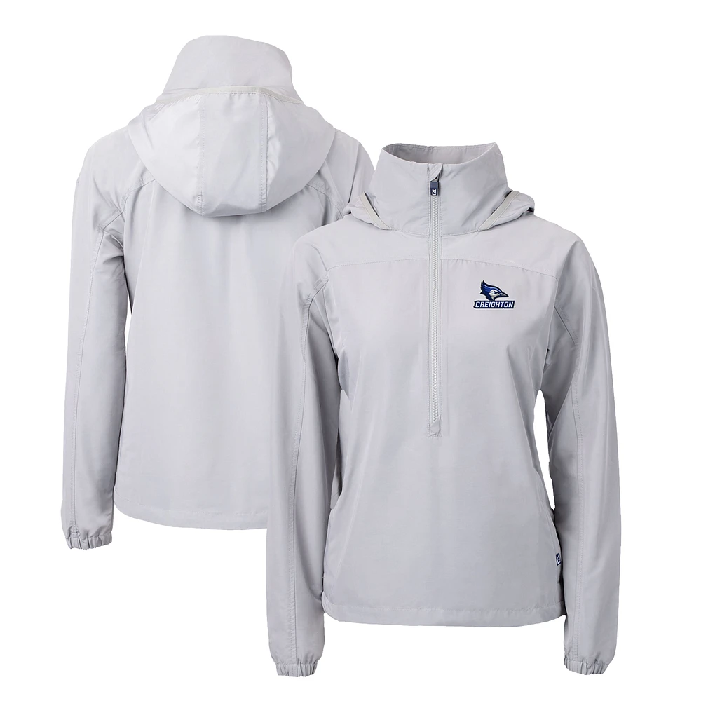 Women's Cutter & Buck Gray Creighton Bluejays Charter Eco Recycled Half-Zip Anorak Jacket