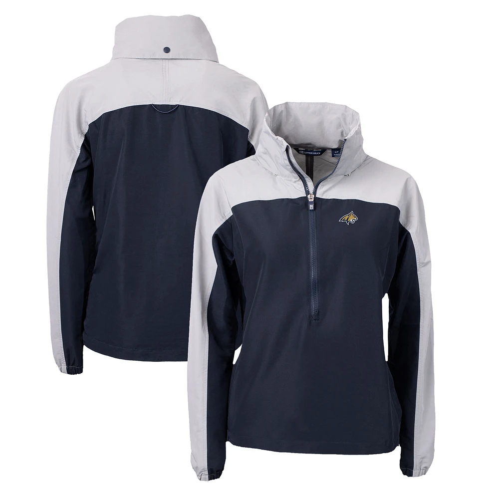 Women's Cutter & Buck Navy Montana State Bobcats Charter Eco Recycled Half-Zip Anorak Jacket
