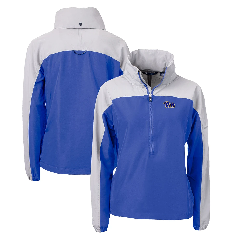 Women's Cutter & Buck Royal Pitt Panthers Charter Eco Recycled Half-Zip Anorak Jacket