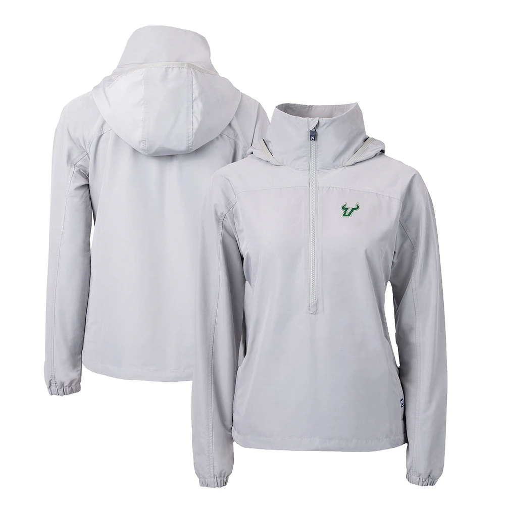 Women's Cutter & Buck Gray South Florida Bulls Charter Eco Recycled Half-Zip Anorak Jacket