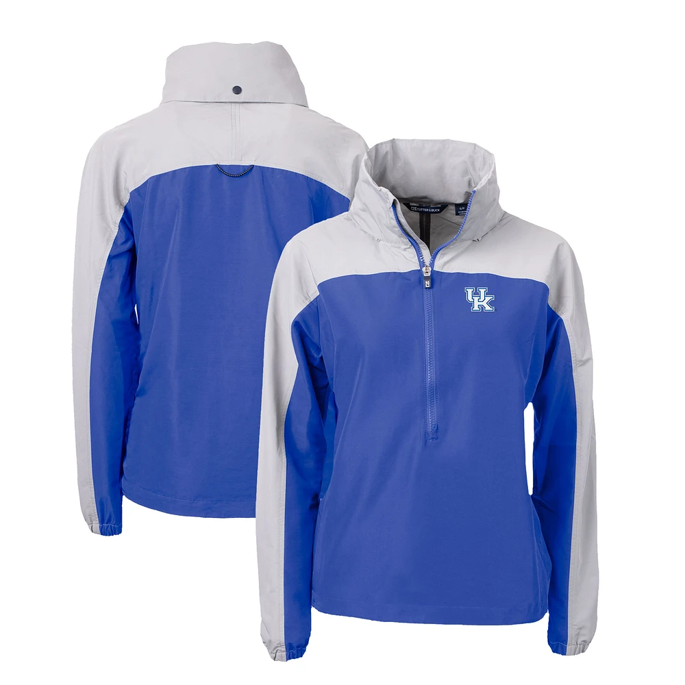 Women's Cutter & Buck Royal Kentucky Wildcats Charter Eco Recycled Half-Zip Anorak Jacket