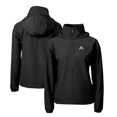 Women's Cutter & Buck Black Minnesota Golden Gophers Charter Eco Recycled Half-Zip Anorak Jacket