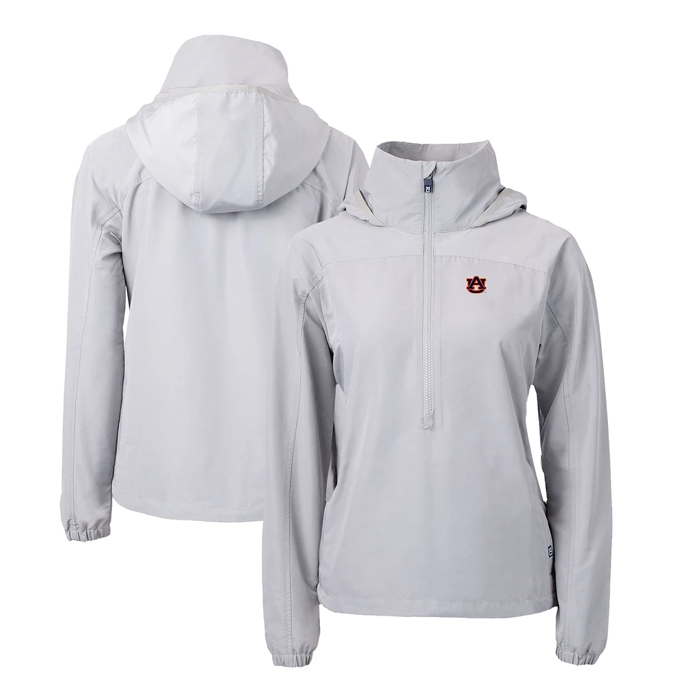 Women's Cutter & Buck Gray Auburn Tigers Charter Eco Recycled Half-Zip Anorak Jacket
