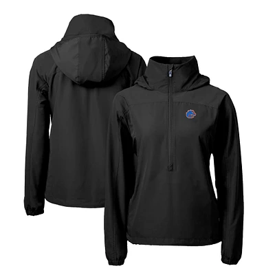 Women's Cutter & Buck Black Boise State Broncos Charter Eco Recycled Half-Zip Anorak Jacket