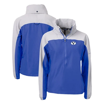 Women's Cutter & Buck Royal BYU Cougars Charter Eco Recycled Half-Zip Anorak Jacket