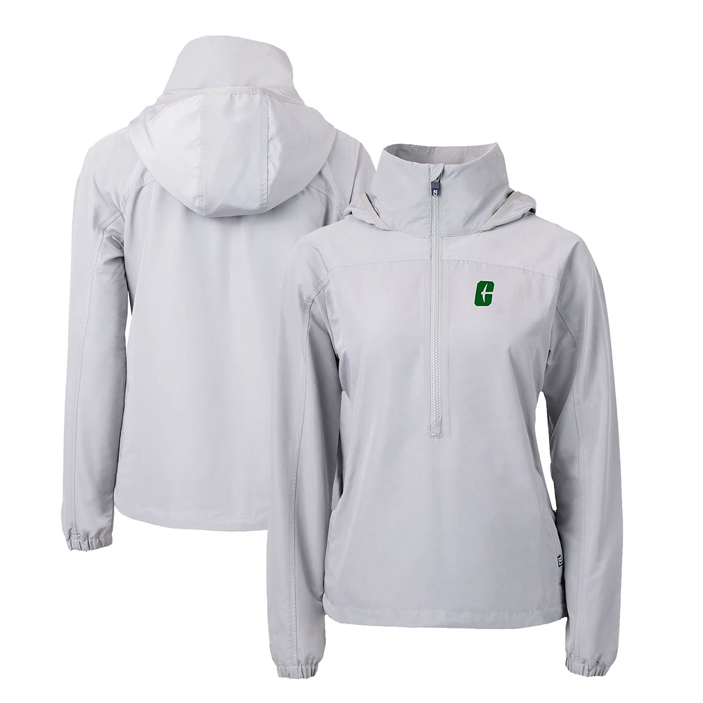 Women's Cutter & Buck Gray Charlotte 49ers Charter Eco Recycled Half-Zip Anorak Jacket