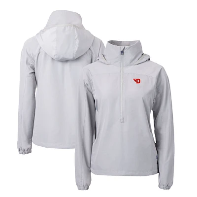 Women's Cutter & Buck Gray Dayton Flyers Charter Eco Recycled Half-Zip Anorak Jacket