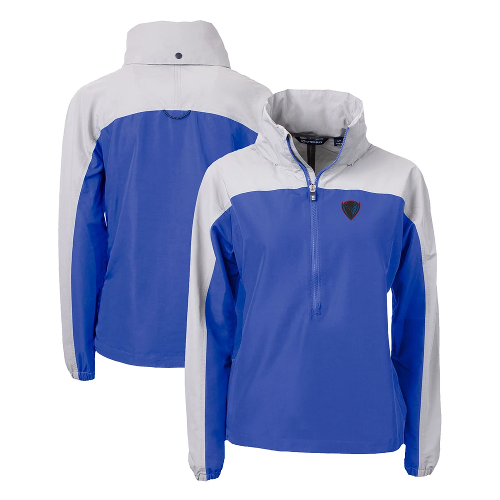Women's Cutter & Buck Royal DePaul Blue Demons Charter Eco Recycled Half-Zip Anorak Jacket
