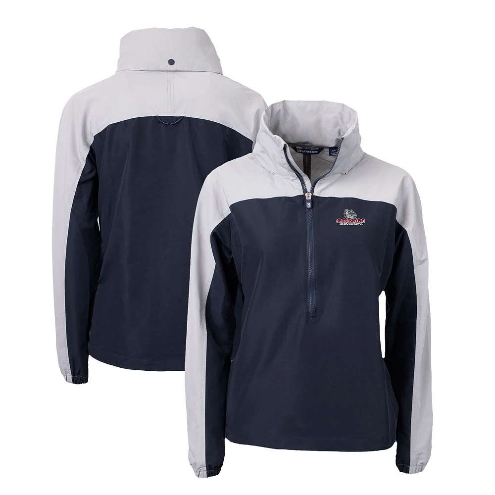 Women's Cutter & Buck Navy Gonzaga Bulldogs Charter Eco Recycled Half-Zip Anorak Jacket