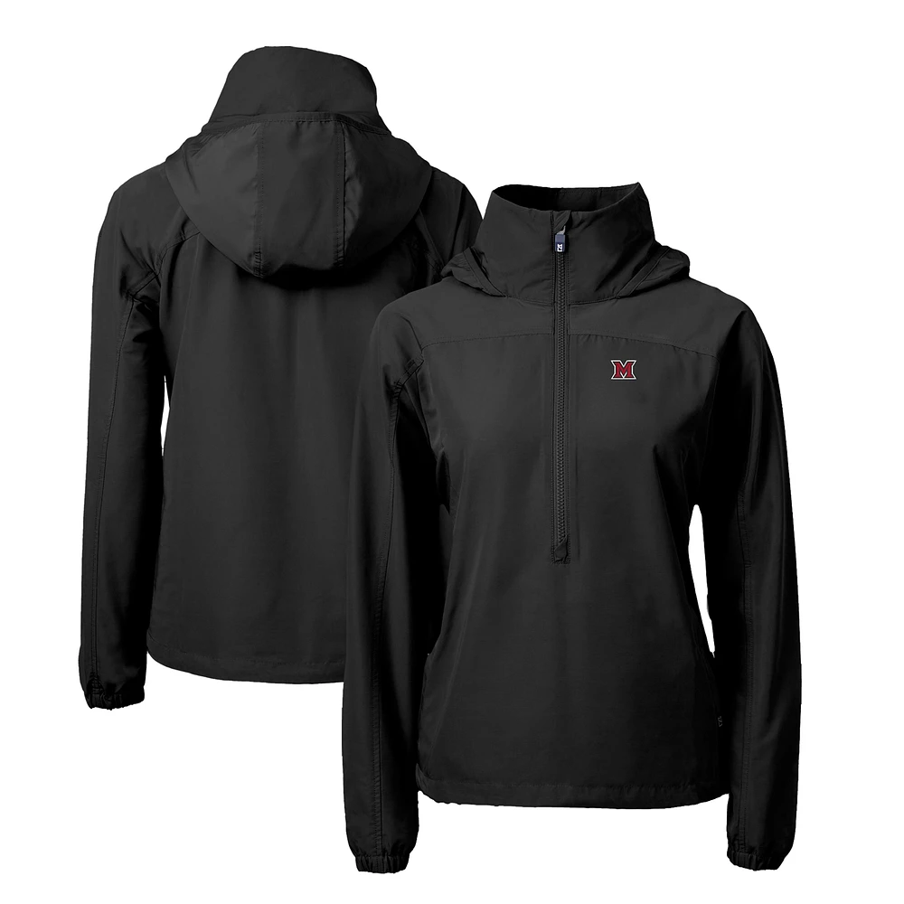 Women's Cutter & Buck Miami University RedHawks Charter Eco Recycled Half-Zip Anorak Jacket