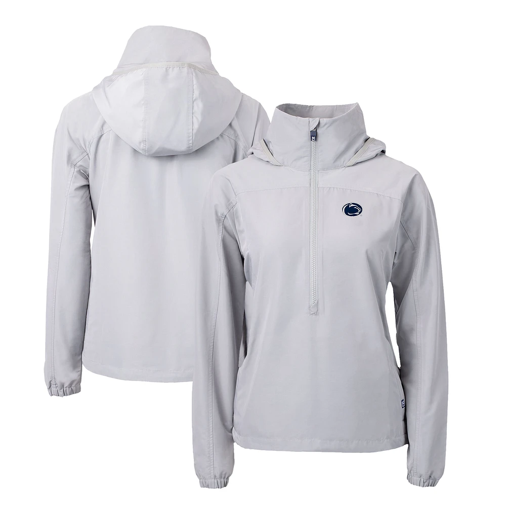 Women's Cutter & Buck Gray Penn State Nittany Lions Charter Eco Recycled Half-Zip Anorak Jacket
