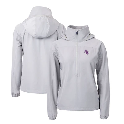Women's Cutter & Buck Gray Stephen F Austin Lumberjacks Charter Eco Recycled Half-Zip Anorak Jacket