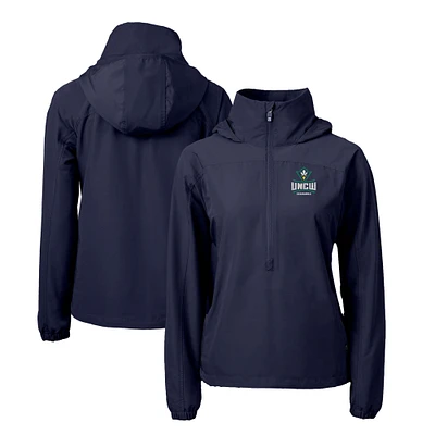 Women's Cutter & Buck Navy UNC Wilmington Seahawks Charter Eco Recycled Half-Zip Anorak Jacket
