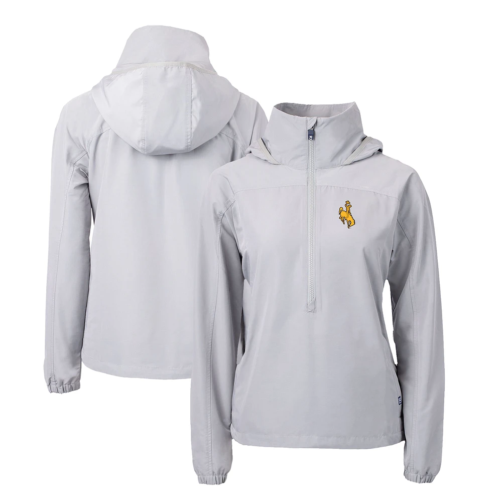 Women's Cutter & Buck Gray Wyoming Cowboys Charter Eco Recycled Half-Zip Anorak Jacket