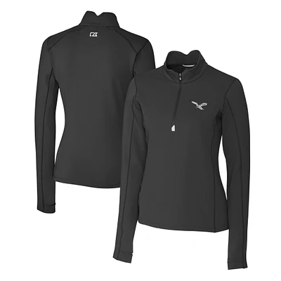 Women's Cutter & Buck Philadelphia Eagles Gridiron Classics Logo DryTec Traverse Stretch Quarter-Zip Pullover Top