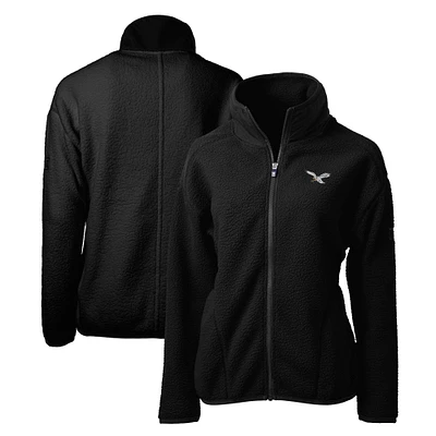 Women's Cutter & Buck Black Philadelphia Eagles Gridiron Classics Logo Cascade Eco Sherpa Full-Zip Fleece Jacket