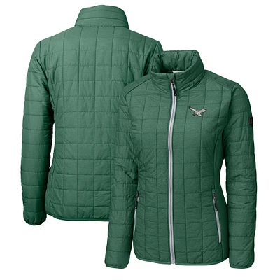 Women's Cutter & Buck Philadelphia Eagles Gridiron Classics Logo Rainier PrimaLoft Eco Insulated Full-Zip Puffer Jacket