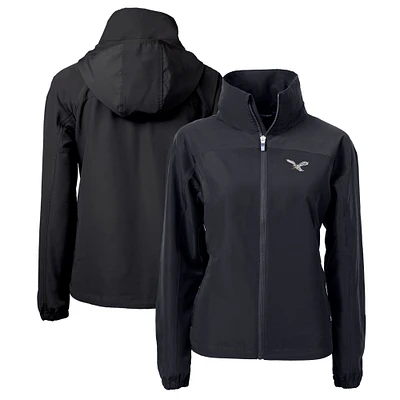 Women's Cutter & Buck Black Philadelphia Eagles Gridiron Classics Logo Charter Eco Recycled Full-Zip Jacket
