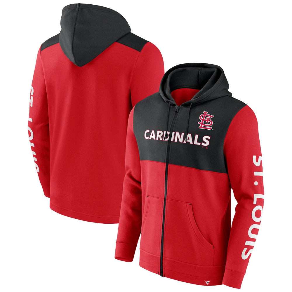 Men's Fanatics Red/Black St. Louis Cardinals Ace Hoodie Full-Zip Sweatshirt
