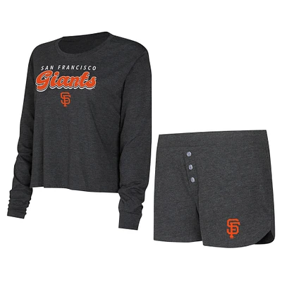 Women's Concepts Sport Black San Francisco Giants Meter Knit Long Sleeve Top & Shorts Set