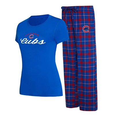 Women's Concepts Sport Royal/Red Chicago Cubs Arctic Top & Flannel Pants Sleep Set