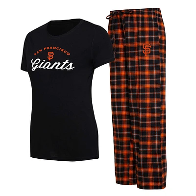 Women's Concepts Sport Black/Orange San Francisco Giants Arctic Top & Flannel Pants Sleep Set