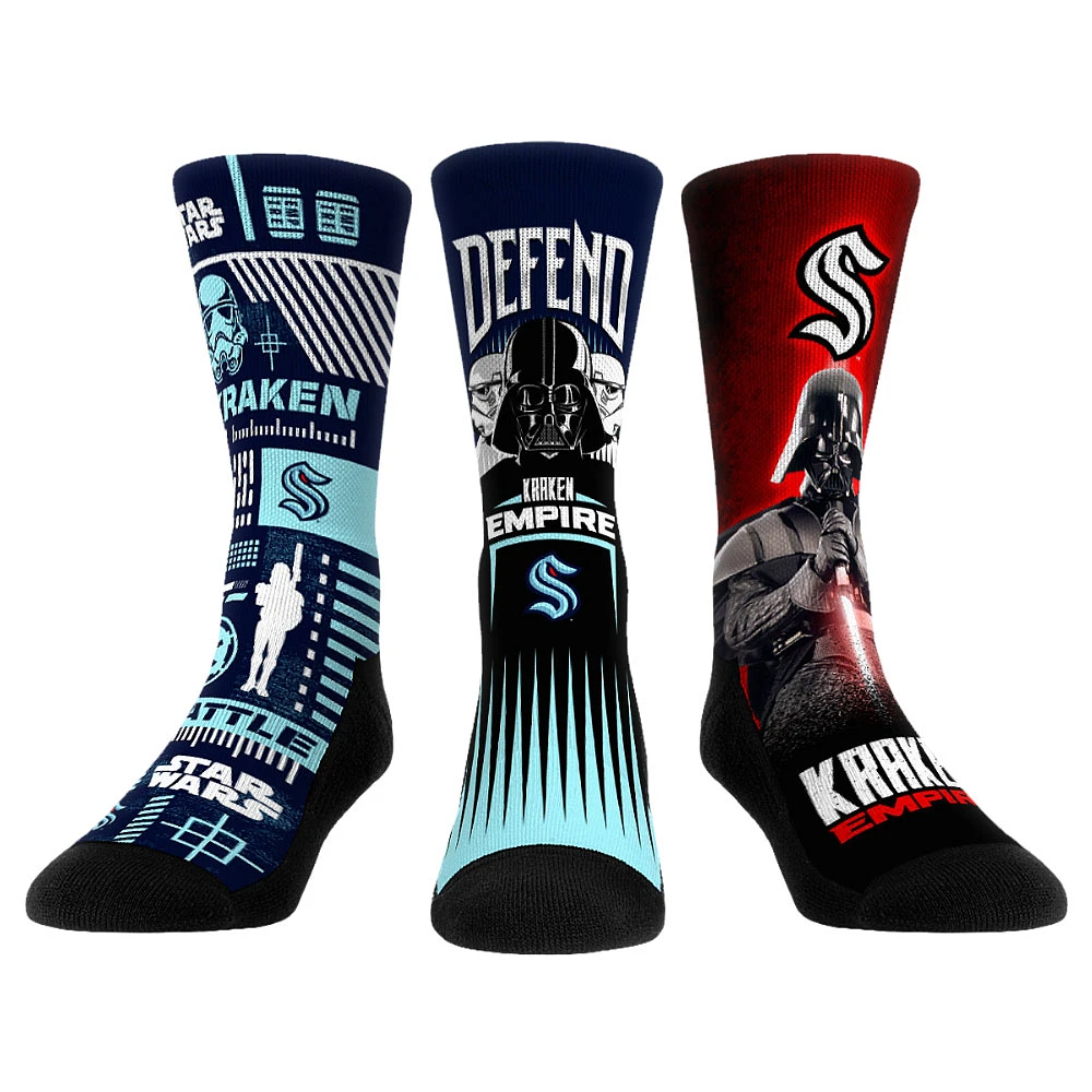 Unisex Rock Em Socks Darth Vader & Stormtrooper Seattle Kraken Star Wars Three-Pack Crew Set