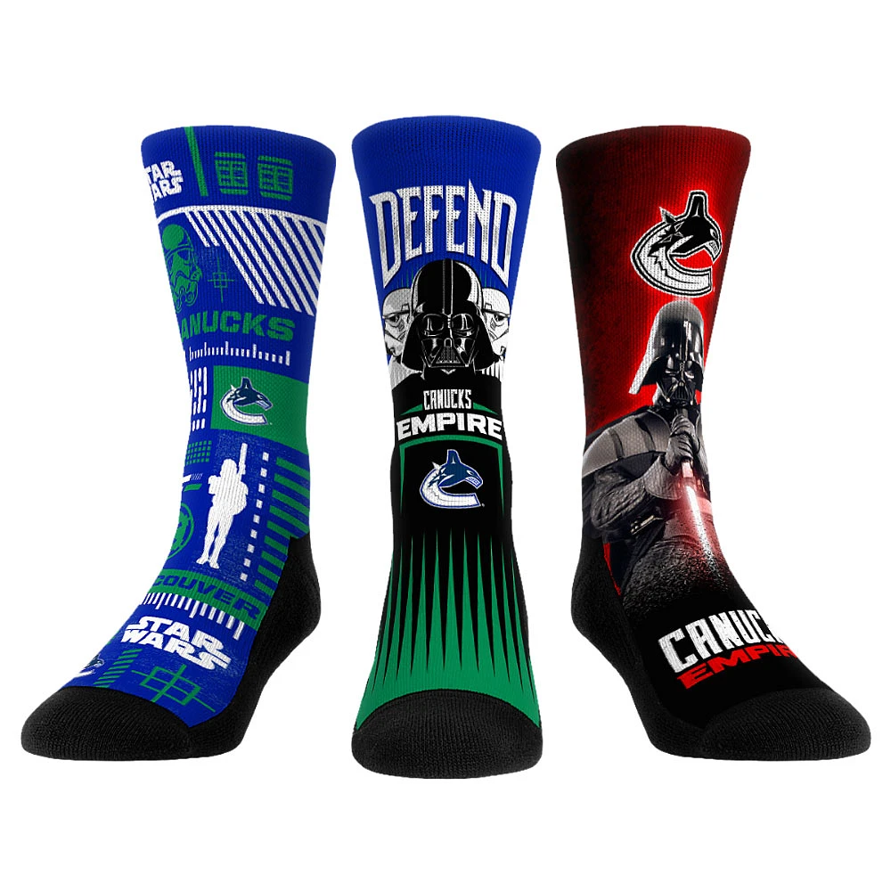 Unisex Rock Em Socks Darth Vader & Stormtrooper Vancouver Canucks Star Wars Three-Pack Crew Set