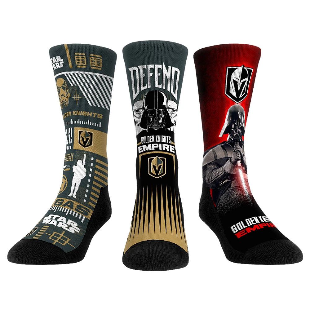 Unisex Rock Em Socks Darth Vader & Stormtrooper Vegas Golden Knights Star Wars Three-Pack Crew Set