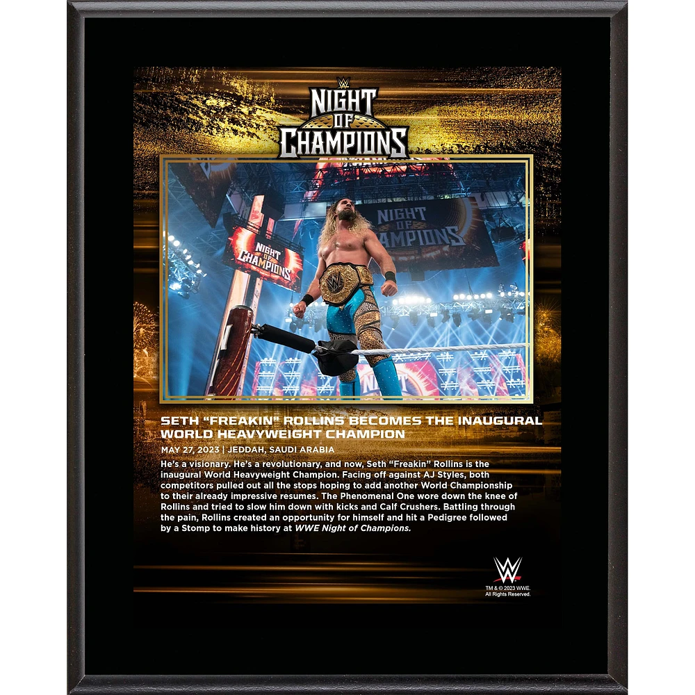 Seth "Freakin" Rollins WWE 10.5" x 13" 2023 Night of Champions Sublimated Plaque