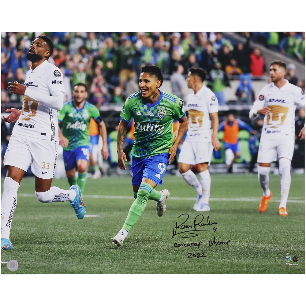 Raul Ruidiaz Seattle Sounders FC Autographed 16" x 20" 2022 CONCACAF Goal Celebrating Photograph with "CONCACAF Champ 2022" Inscription