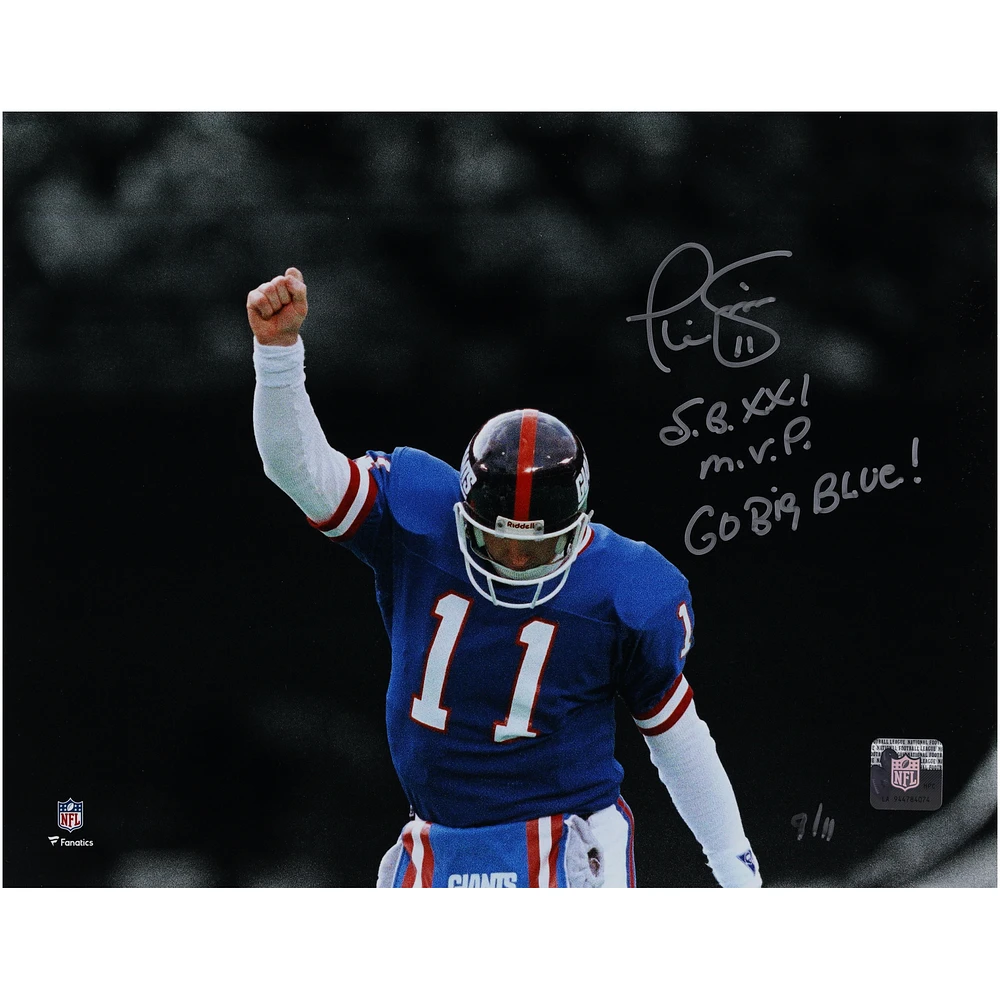 Phil Simms New York Giants Autographed Spotlight Photo with Inscriptions