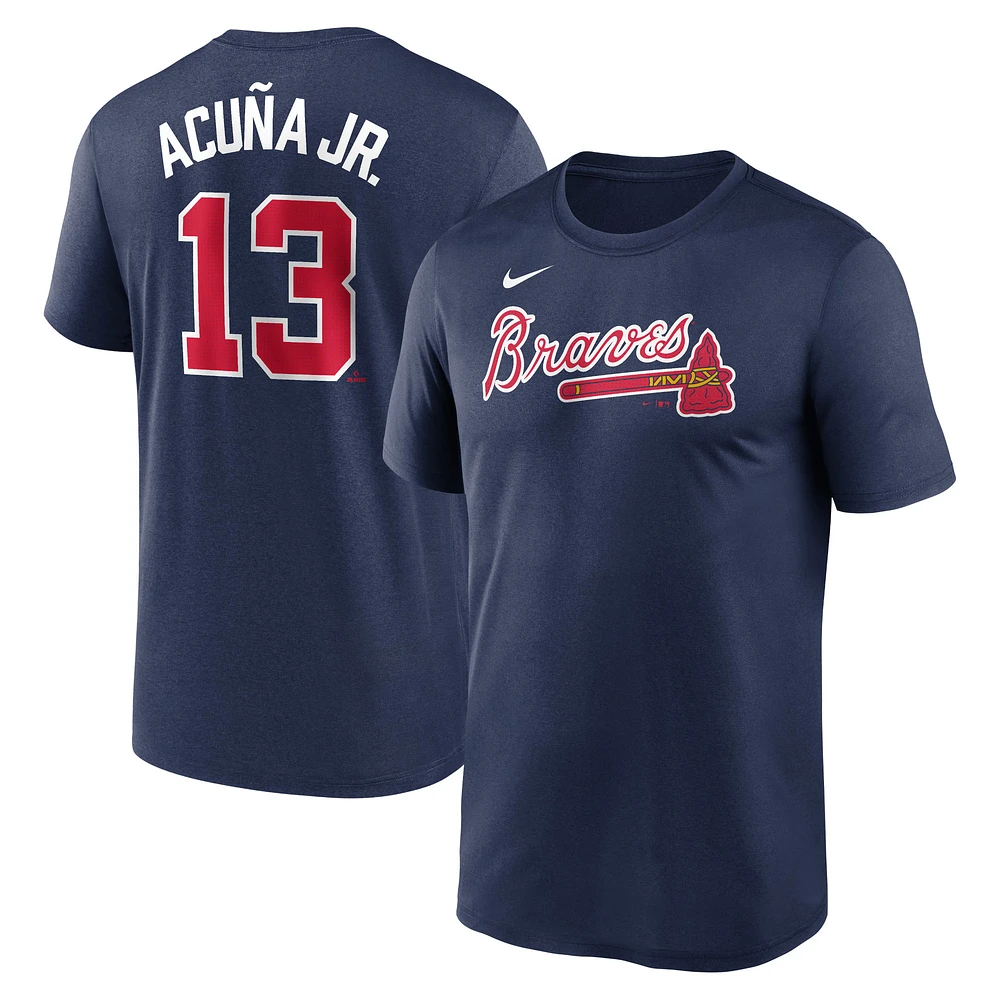 Men's Nike Ronald Acuña Jr. Navy Atlanta Braves Legend Name & Number Performance T-Shirt