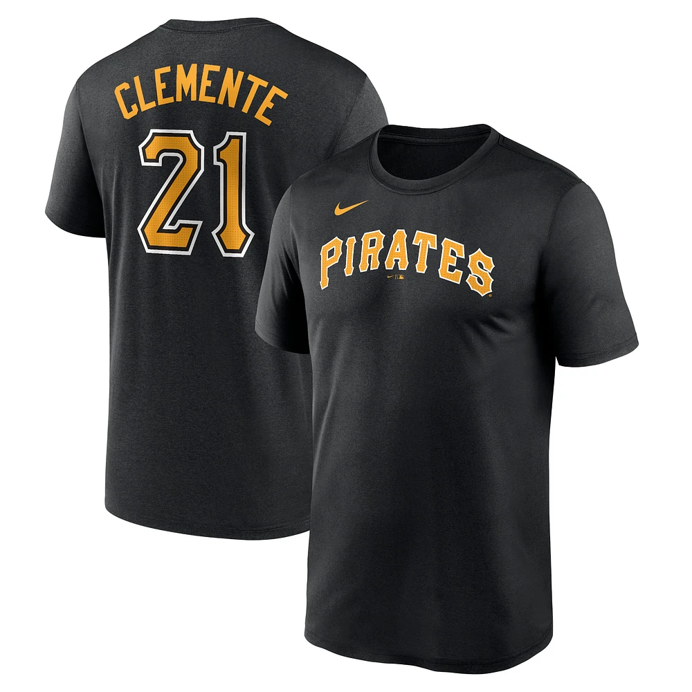 Men's Nike Roberto Clemente Black Pittsburgh Pirates Legend Name & Number Performance T-Shirt