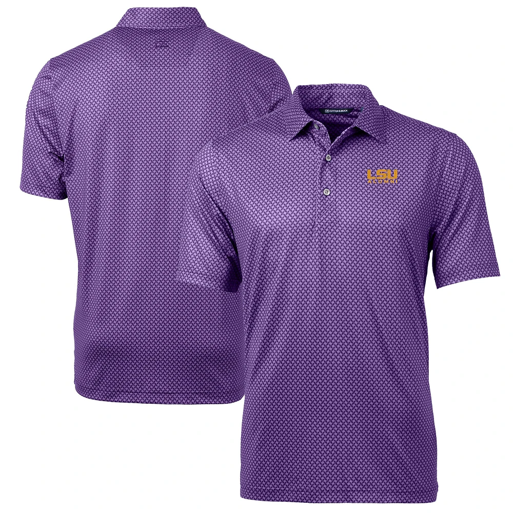 Men's Cutter & Buck Purple LSU Tigers Alumni Logo Pike Banner Print Stretch Polo