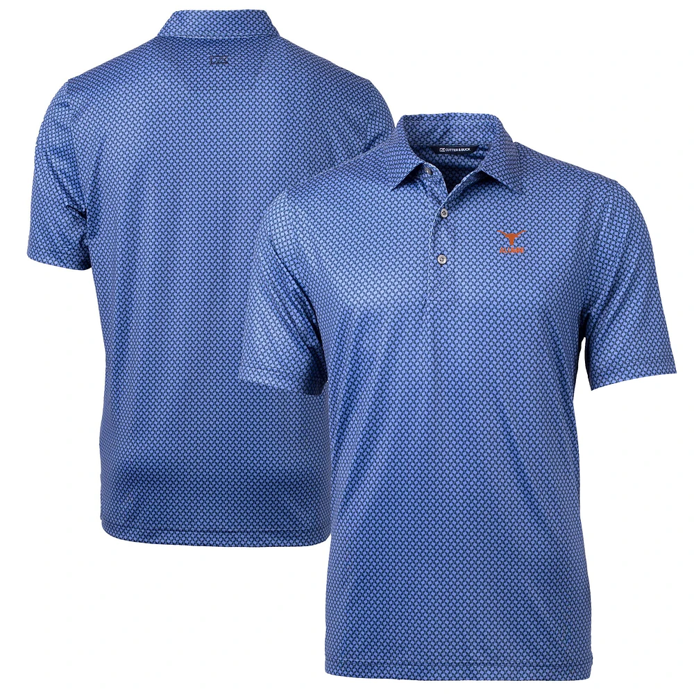 Men's Cutter & Buck Navy Texas Longhorns Alumni Logo Pike Banner Print Stretch Polo