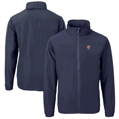 Men's Cutter & Buck Navy Auburn Tigers Alumni Logo Charter Eco Knit Recycled Full-Zip Jacket