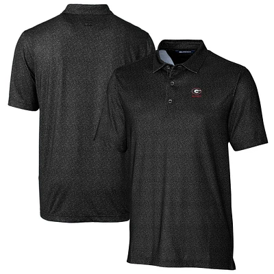 Men's Cutter & Buck Black Georgia Bulldogs Alumni Logo Pike Micro Floral Print Stretch Polo