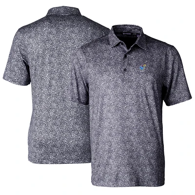 Men's Cutter & Buck Black Kansas Jayhawks Alumni Logo Pike Constellation Print Stretch Polo