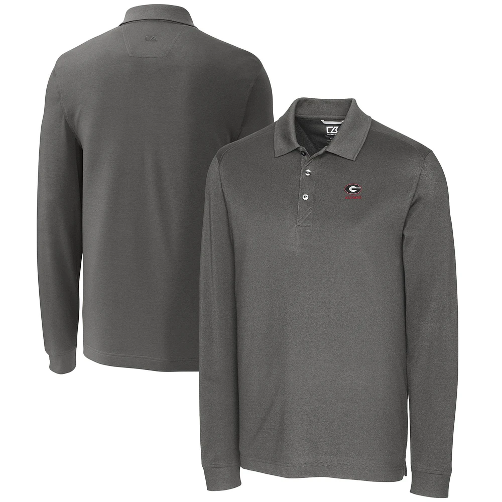 Men's Cutter & Buck Georgia Bulldogs Alumni Logo Advantage Tri-Blend Pique Long Sleeve DryTec Polo