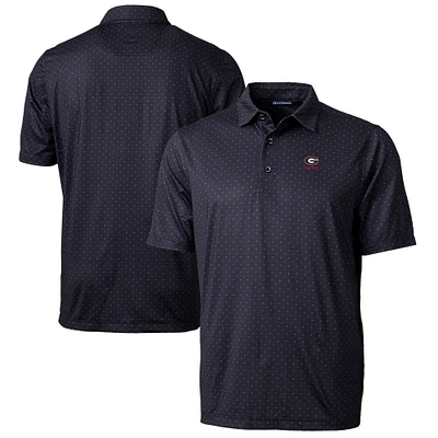 Men's Cutter & Buck Black Georgia Bulldogs Alumni Logo Double Dot Print Stretch Polo