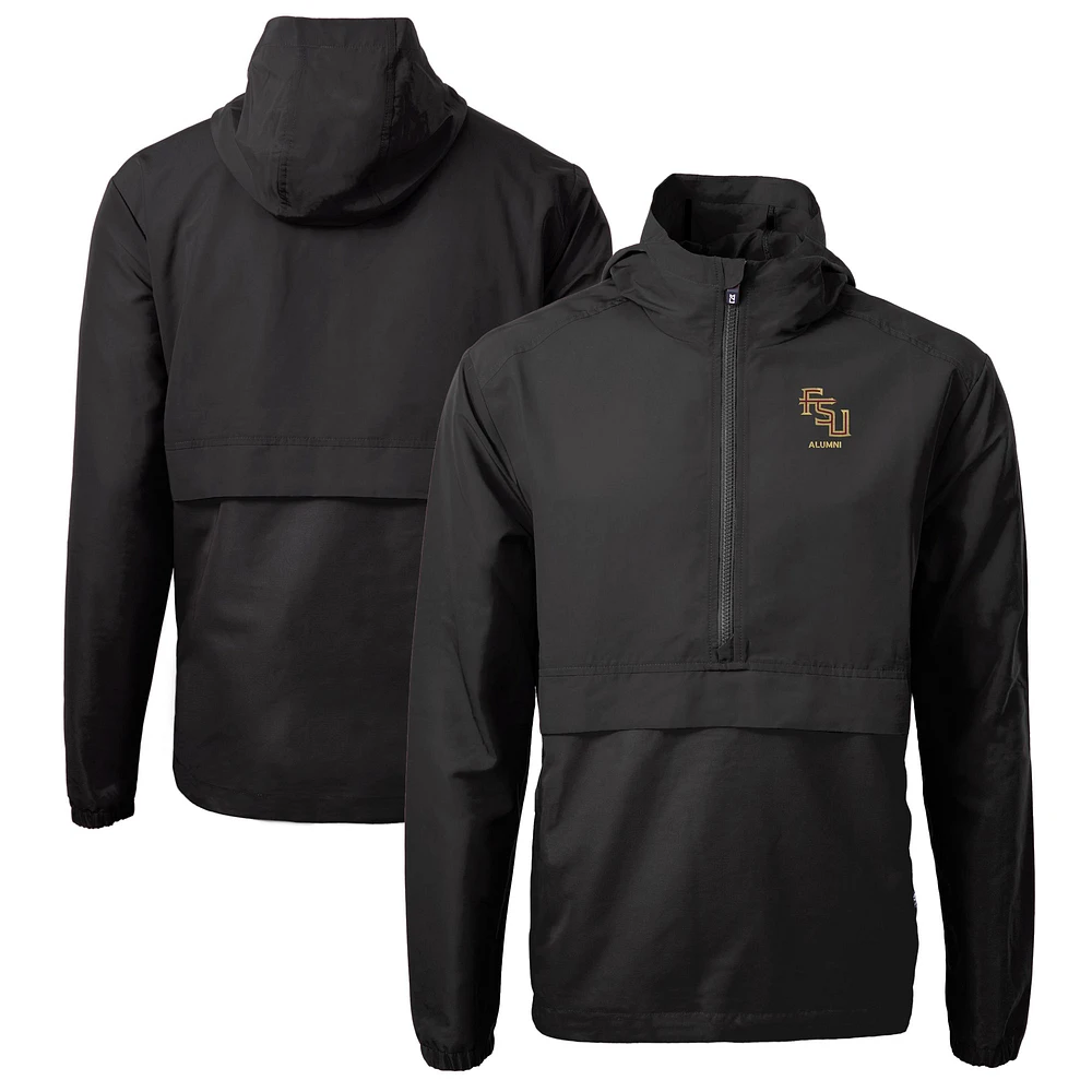 Men's Cutter & Buck Florida State Seminoles Alumni Logo Charter Eco Knit Recycled Anorak Half-Zip Jacket