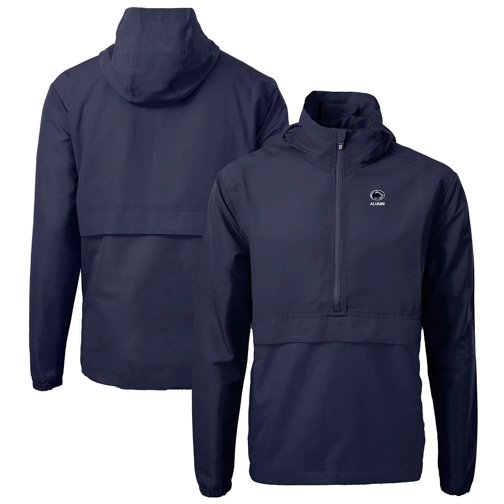 Men's Cutter & Buck Navy Penn State Nittany Lions Alumni Logo Charter Eco Knit Recycled Anorak Half-Zip Jacket