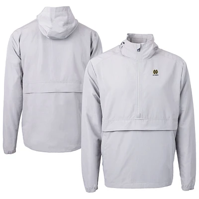 Men's Cutter & Buck Gray Notre Dame Fighting Irish Alumni Logo Charter Eco Knit Recycled Anorak Half-Zip Jacket